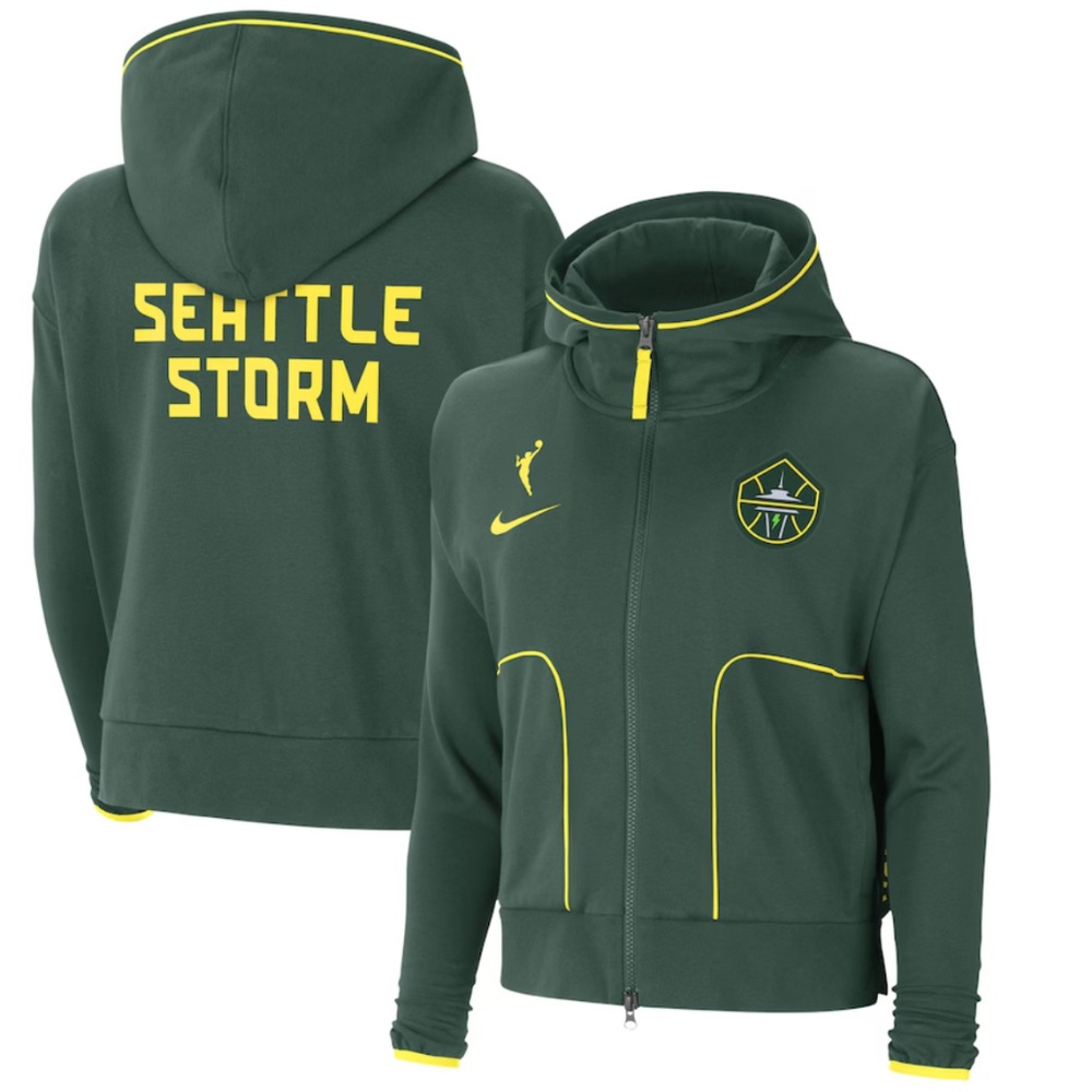 Nike - Seattle Storm WNBA Full-Zip Knit Loose Fit Crop Green Hood Jacket - Small